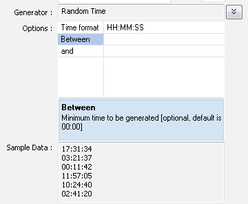 DTM Data Generator for Excel: random time generator options